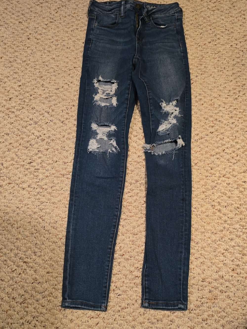 American Eagle Outfitters hi-rise jegging Dark Blue Ripped Skinny Jeans